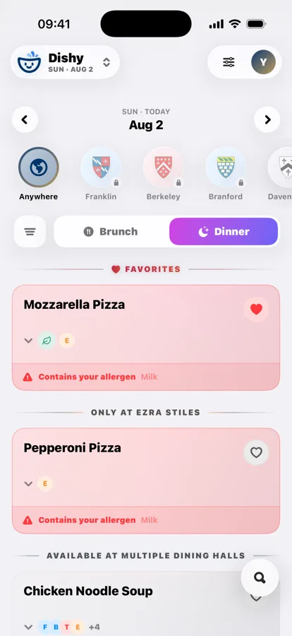 The whole campus, on one menu
